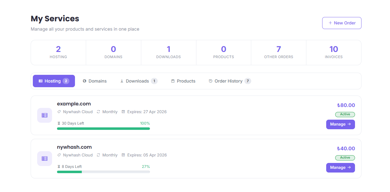 Hosting altyapı sayfası